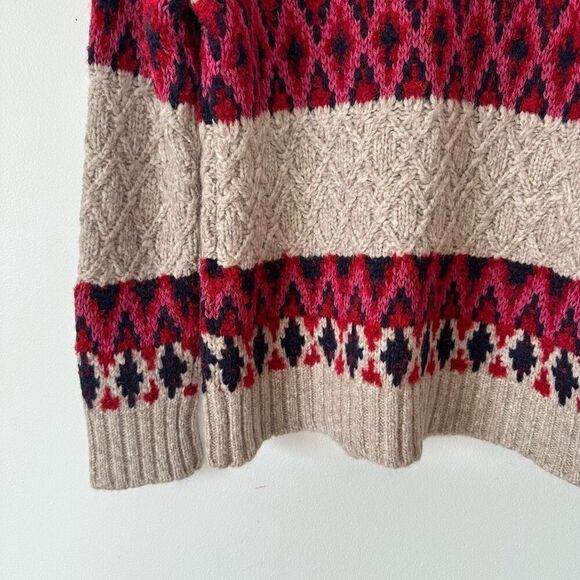 Faherty Women’s Frosted Fairisle Turtleneck Wool Alpace Blend Sweater Tan Purple - Picture 5 of 10